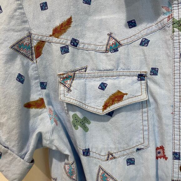 80s Plain Jane by Sweet Baby Jane Western Feather Print Romper Skort Size 13/14 - Picture 9 of 13